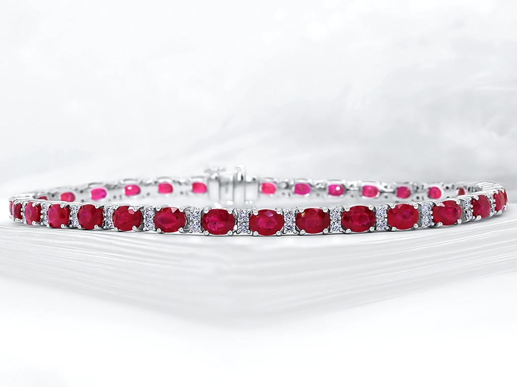 Brac Tennis Rubis31x=7.69ct Dia 62x=.66 Si-D