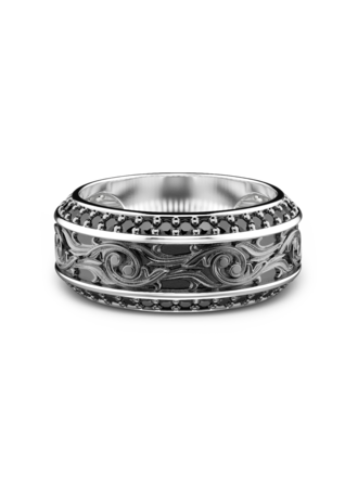 Zancan Jonc Argent Spinel Noir