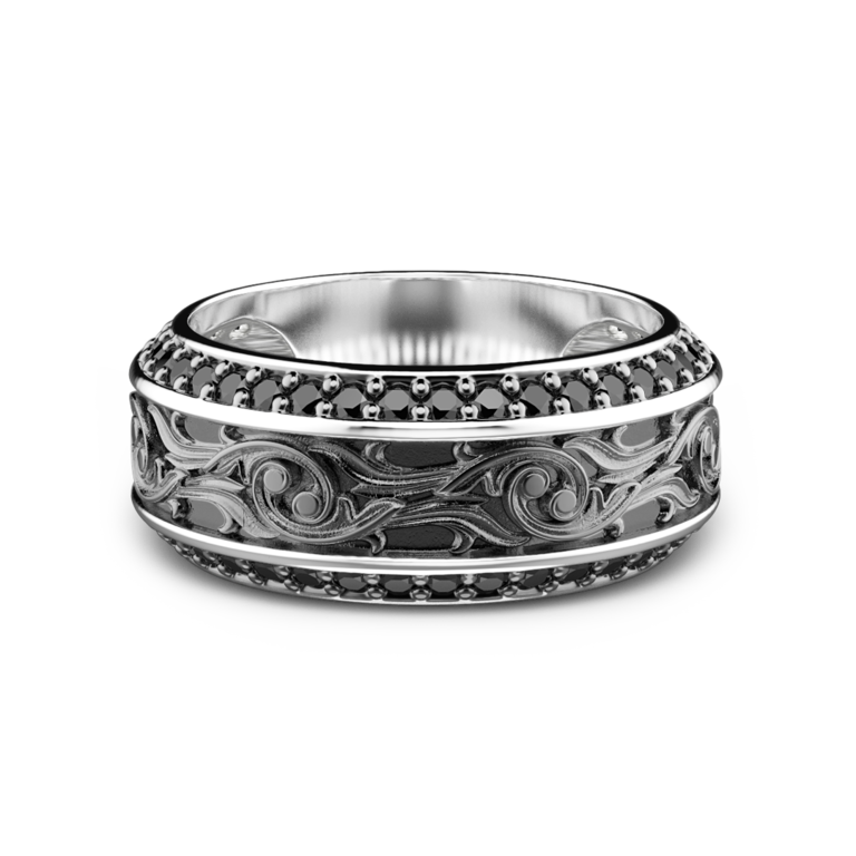 Zancan Jonc Argent Spinel Noir