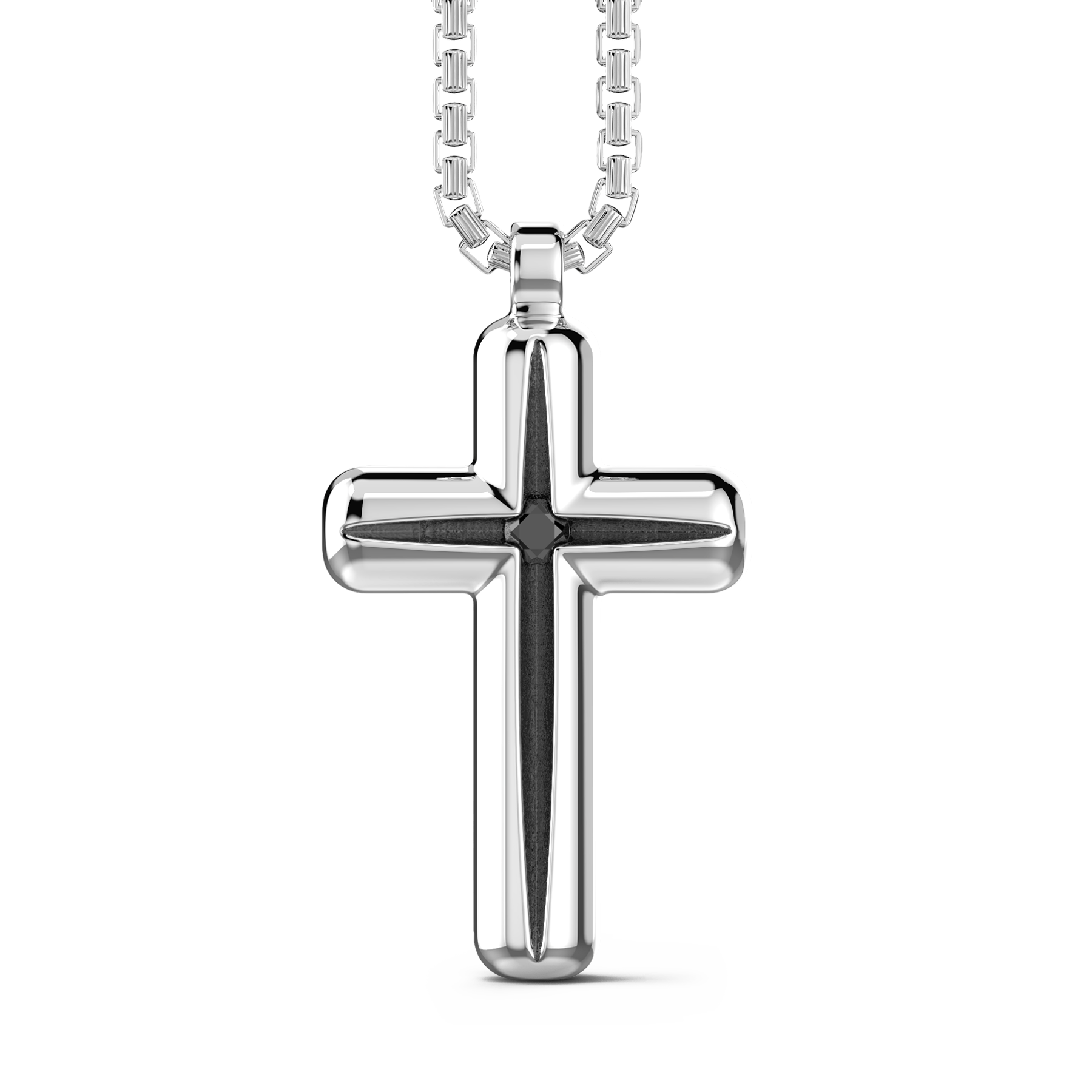 Collier Argent Croix Spinel 60cm