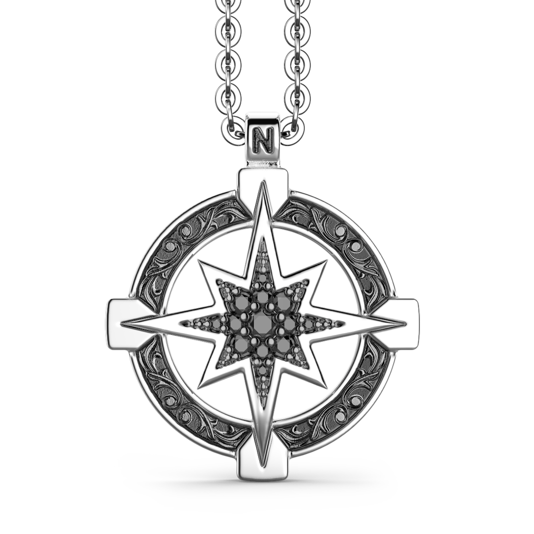 Collier Arg Rose des Vent Spinel 60cm