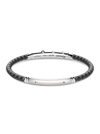 Zancan Bracelet Argent Coutchouc Noir