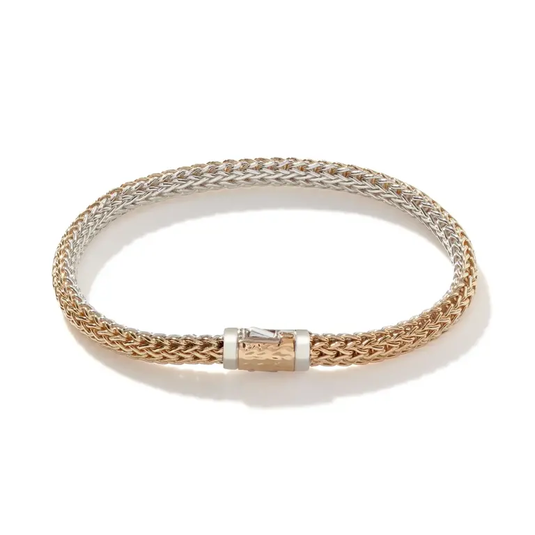 John Hardy Bracelet à Points, Or, Argent Sterling, 6.5MM