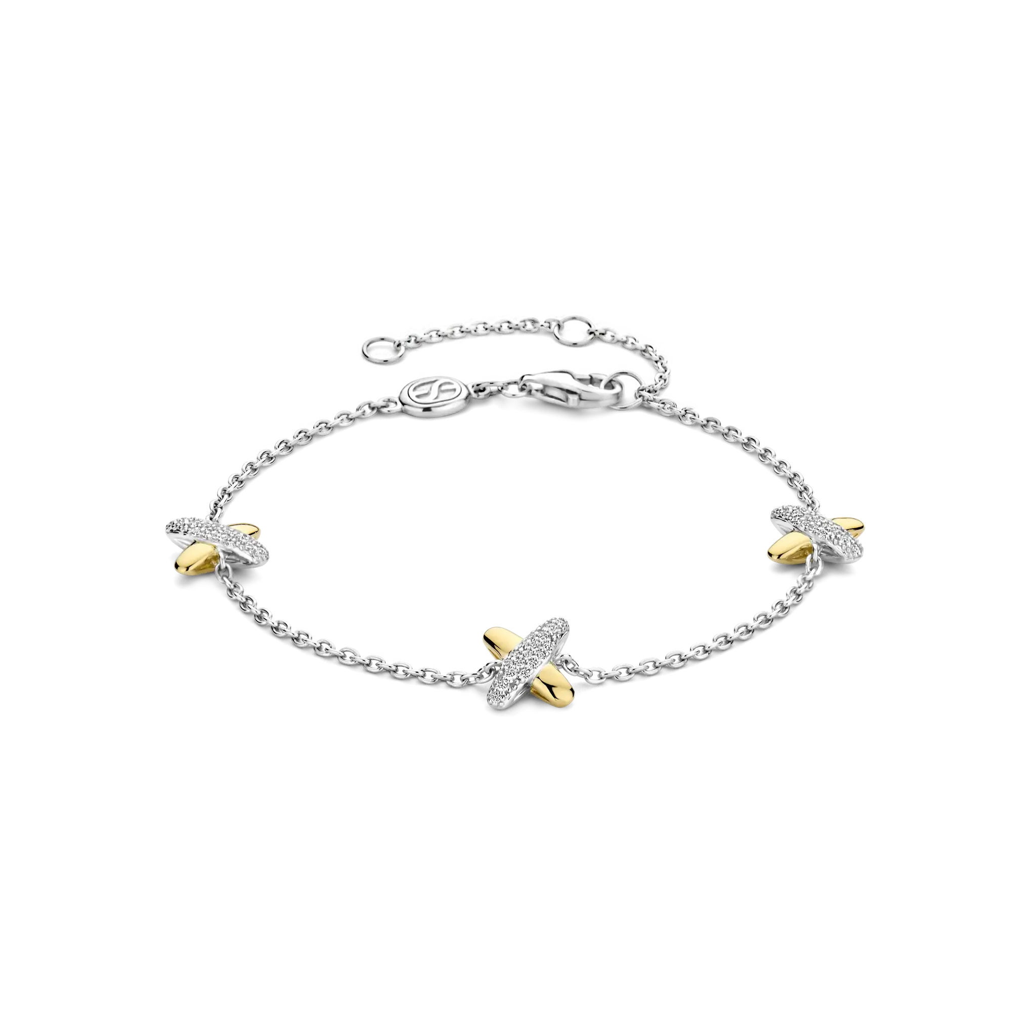 Bracelet argent plaque or CZ