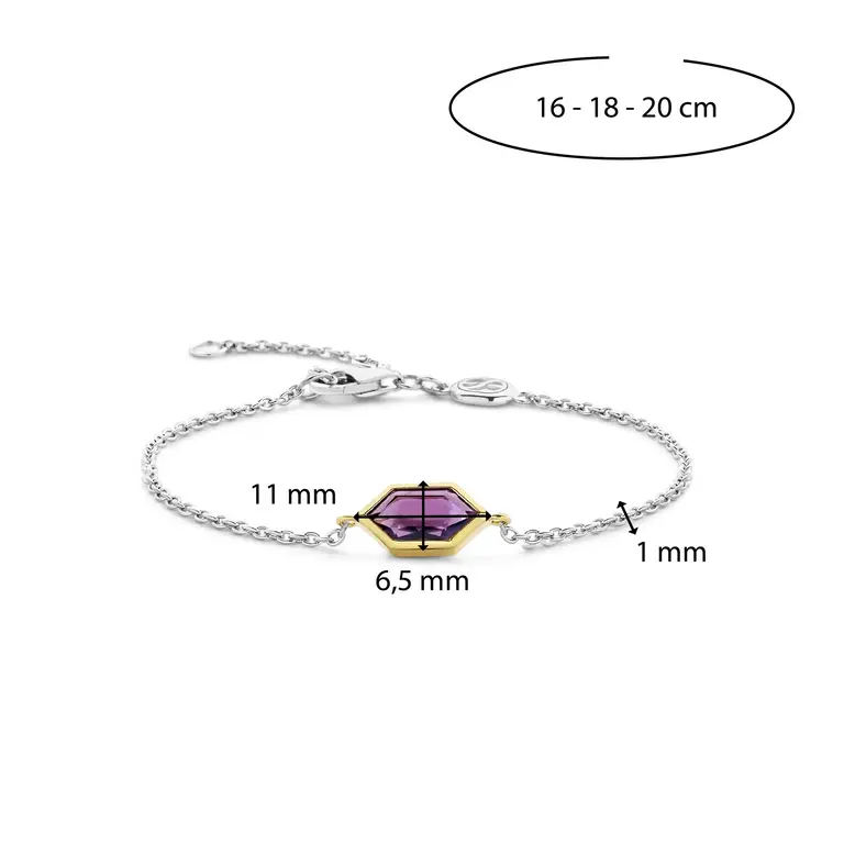 Ti Sento Milano Bracelet Arg Plaqué or pierre mauve
