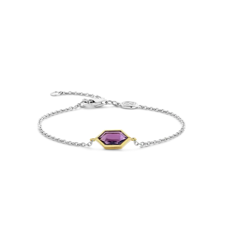 Ti Sento Milano Bracelet Arg Plaqué or pierre mauve