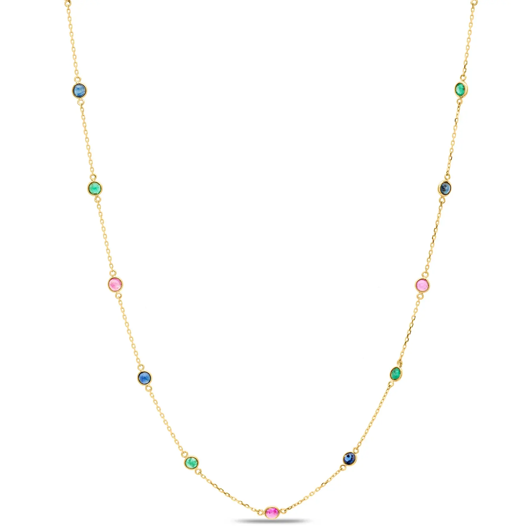 Collier 18KJ Saphir Rubis Emeraude
