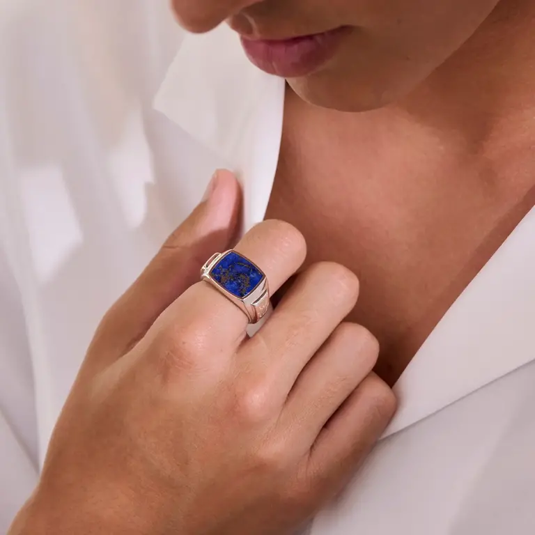 John Hardy Chevaliere Argent Lapis Lazuli