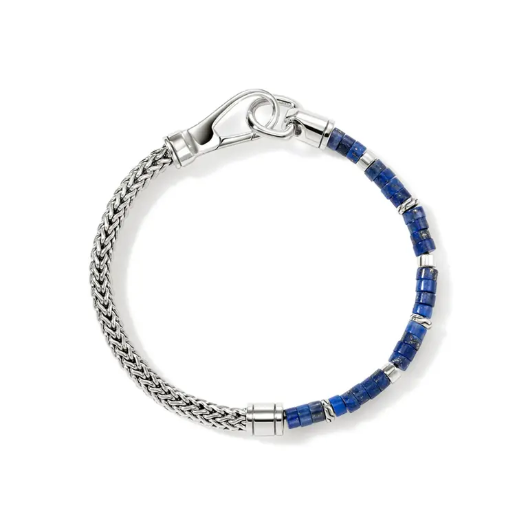 John Hardy Brac Heishi Argent Lapis