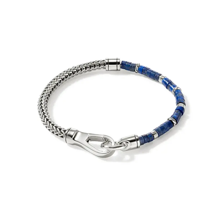 John Hardy Brac Heishi Argent Lapis