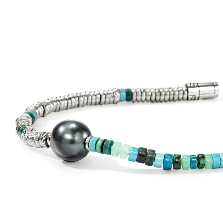 John Hardy Brac Heishi Arg Perle Tur Mal Chry
