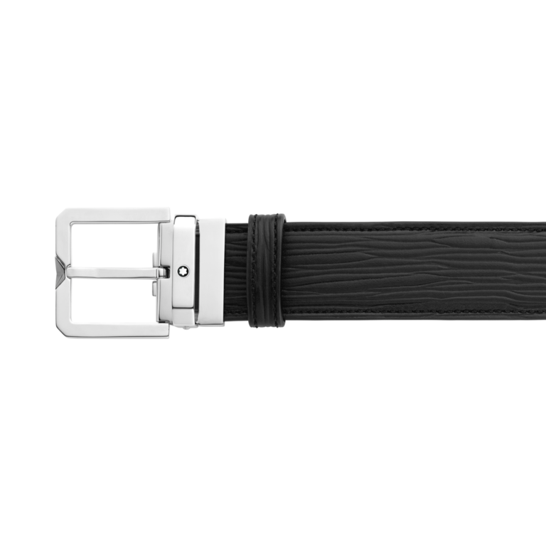 MONTBLANC Ceinture boucle carré rev noir gris 35mm