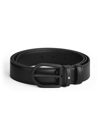 MONTBLANC Ceinture fer à cheval cuir et PVD noir 35mm MONTBLANC Ceinture fer à cheval cuir et PVD noir 35mm