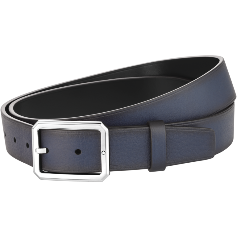 MONTBLANC Ceinture Octogone Palladium reversible Bleu et noir 35mm