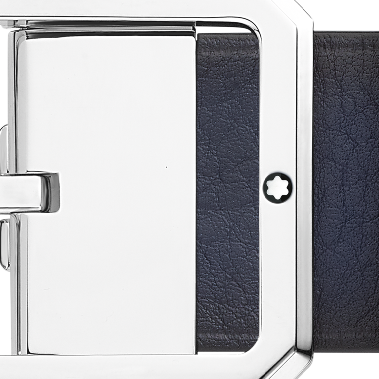 MONTBLANC Ceinture Octogone Palladium reversible Bleu et noir 35mm