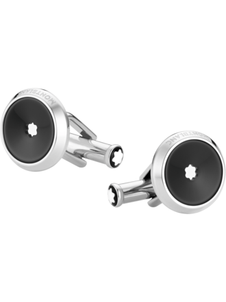 MONTBLANC CUFF LINKS, ROUND, STEEL, RESIN, SNOWCAP MONTBLANC CUFF LINKS, ROUND, STEEL, RESIN, SNOWCAP
