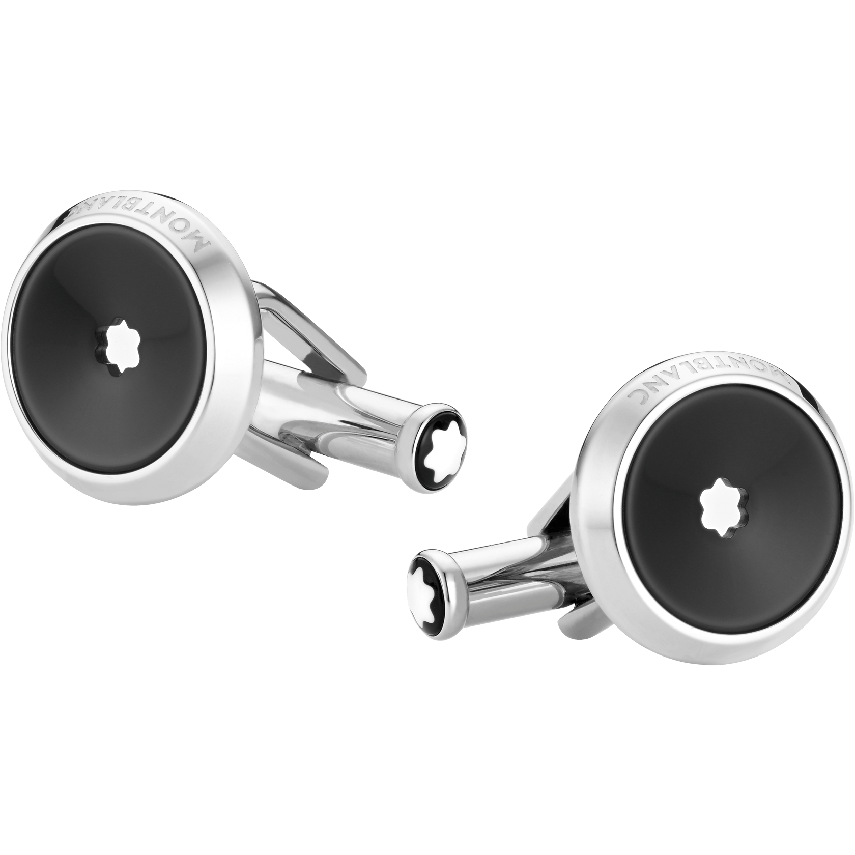 CUFF LINKS, ROUND, STEEL, RESIN, SNOWCAP