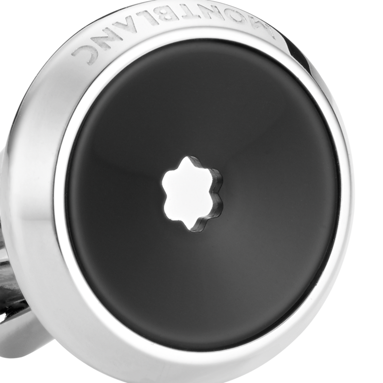 MONTBLANC CUFF LINKS, ROUND, STEEL, RESIN, SNOWCAP