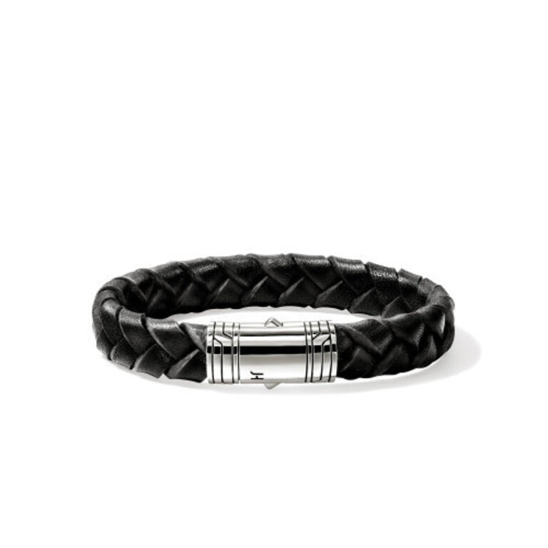 John Hardy Bracelet argent et cuir noir L