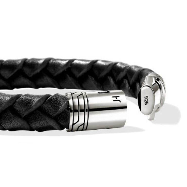 John Hardy Bracelet argent et cuir noir L