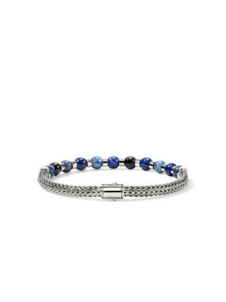 John Hardy Bracelet argent 6mm lapis sodalite oeil de tigre kyanite M