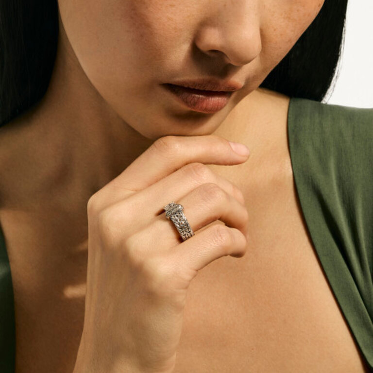 John Hardy Bague Argent ICON Pavé 0.16ct 6mm