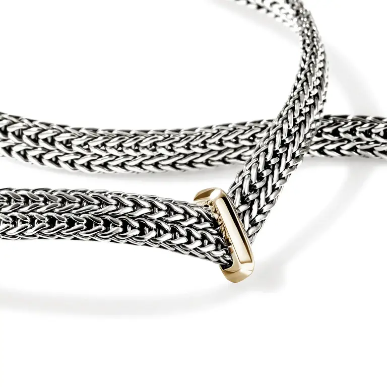 John Hardy Collier ICON Argent + Or 14KJ 6mm 18''