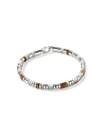 John Hardy Brac Argent oeil de tigre, Howlite. Émail