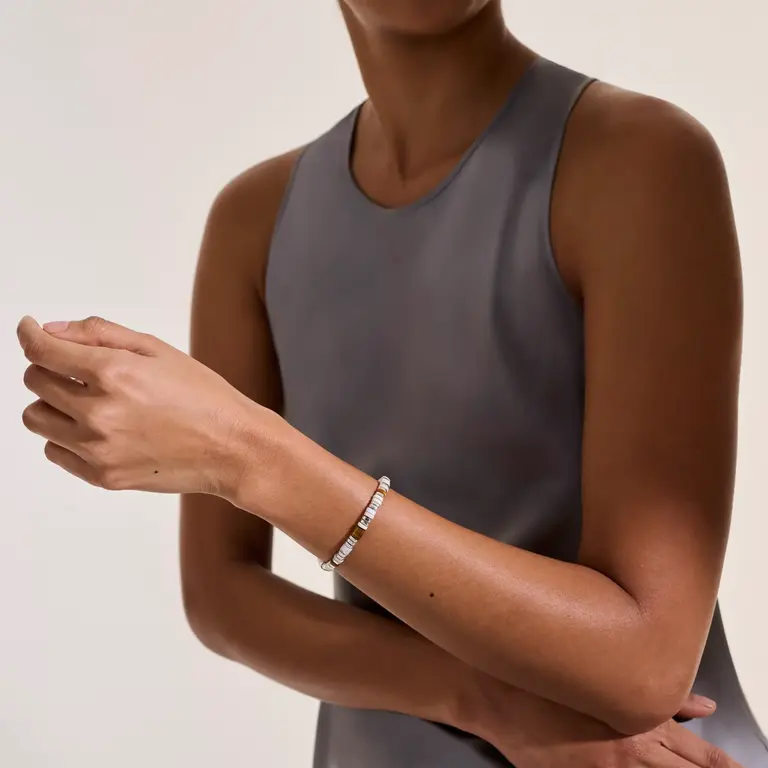 John Hardy Brac Argent oeil de tigre, Howlite. Émail