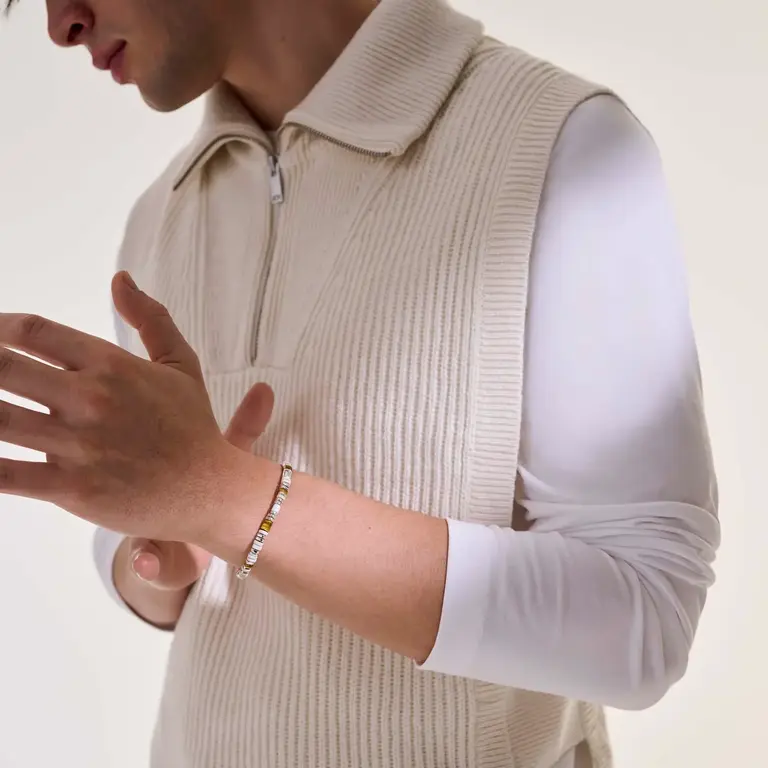 John Hardy Brac Argent oeil de tigre, Howlite. Émail