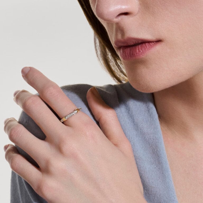 John Hardy Jonc Essentiel argent 14KJ diamants .20ct