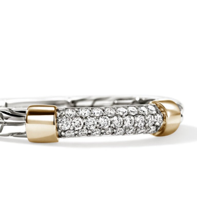 John Hardy Jonc Essentiel argent 14KJ diamants .20ct