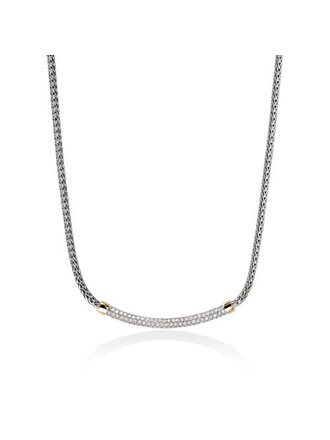 John Hardy Collier JH Essentials 14K & Argent pavé diamants .68ct