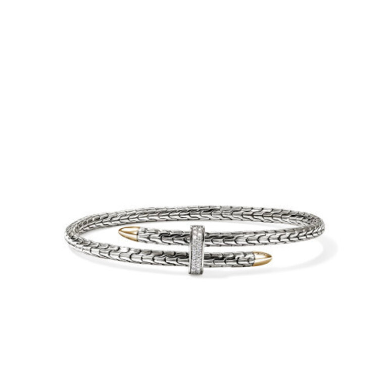 John Hardy Bracelet Spear Argent + Or 14 K pavé diamants (0,16 ct).