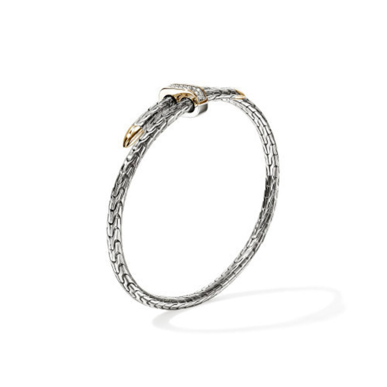 John Hardy Bracelet Spear Argent + Or 14 K pavé diamants (0,16 ct).