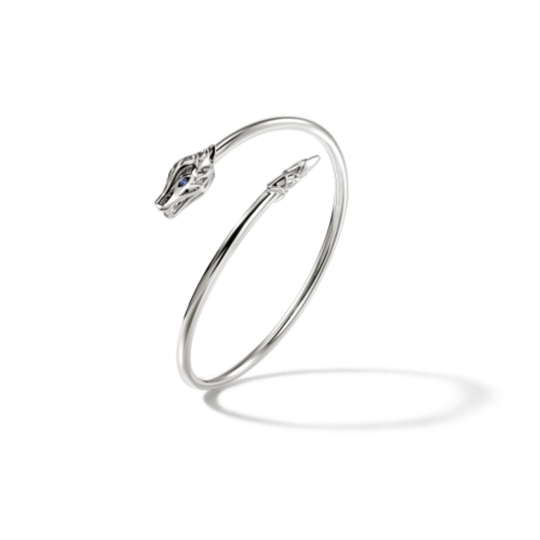 John Hardy Bracelet Manchette Naga Argent/Saphirs bleus