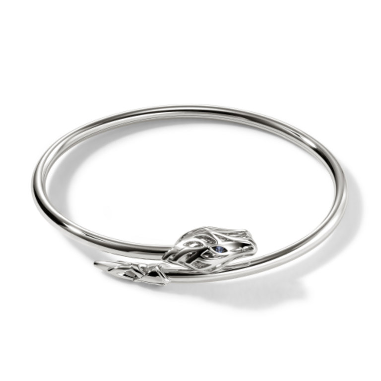 John Hardy Bracelet Manchette Naga Argent/Saphirs bleus