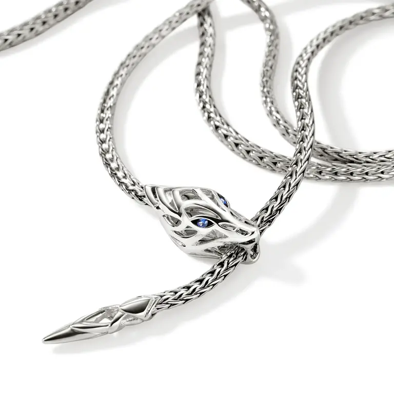 John Hardy Bracelet Mini Chain Legends Naga saphirs bleus