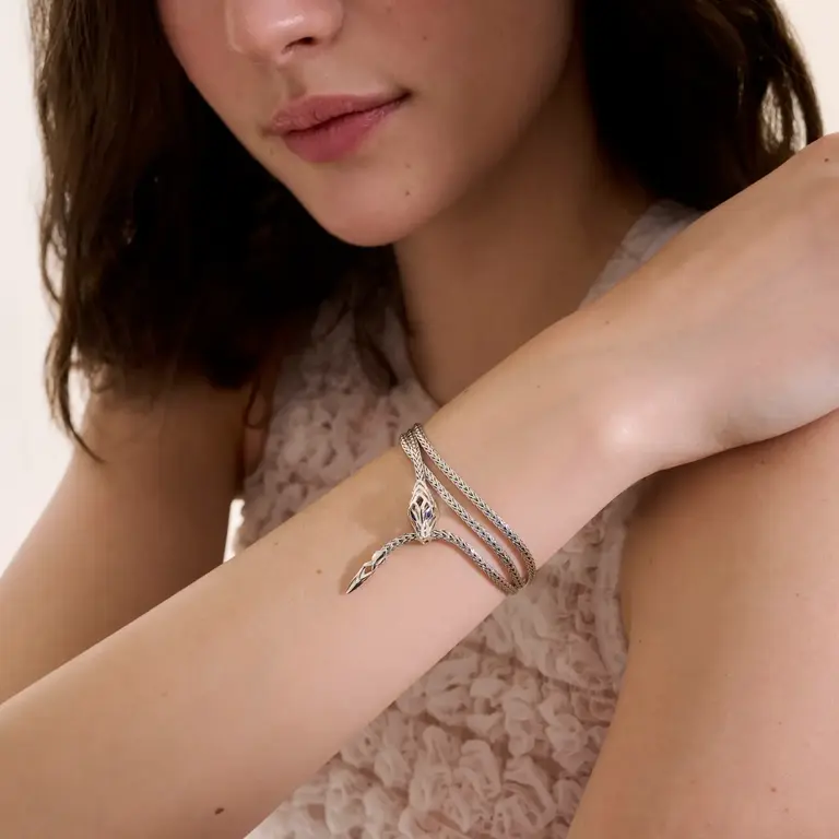 John Hardy Bracelet Mini Chain Legends Naga saphirs bleus