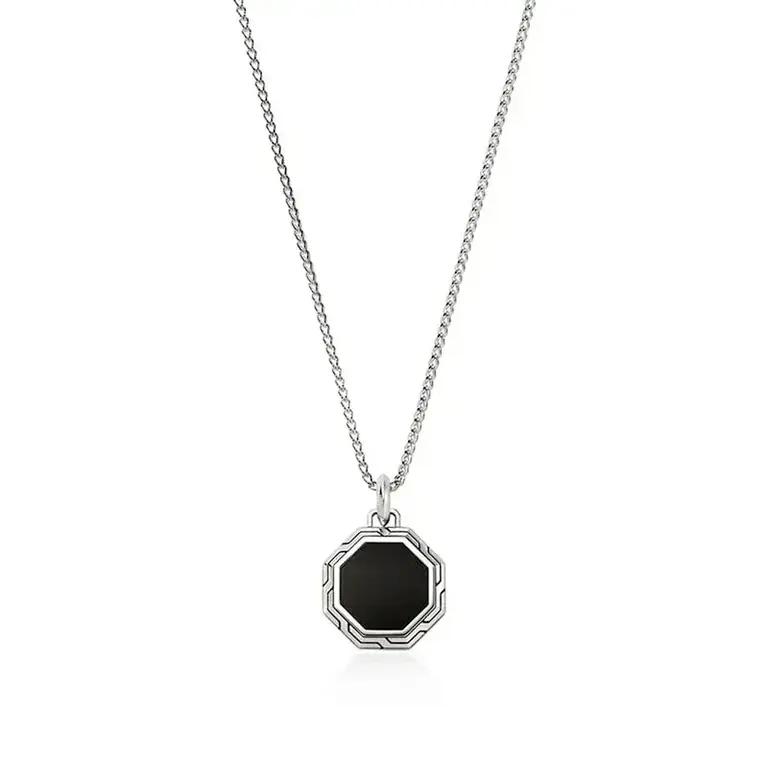 John Hardy Chaine pendentif Octogone Onyx 22''