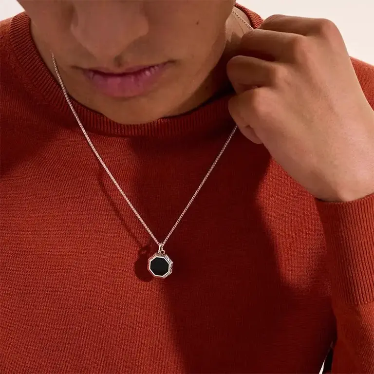 John Hardy Chaine pendentif Octogone Onyx 22''