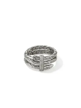 John Hardy Bague argent double diamants 0.12ct