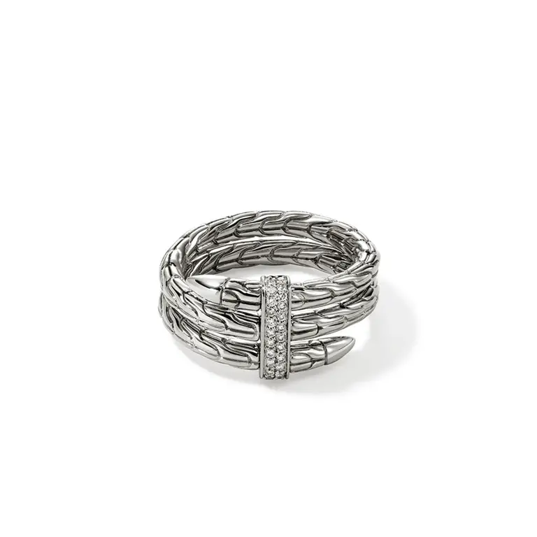 John Hardy Bague argent double diamants 0.12ct