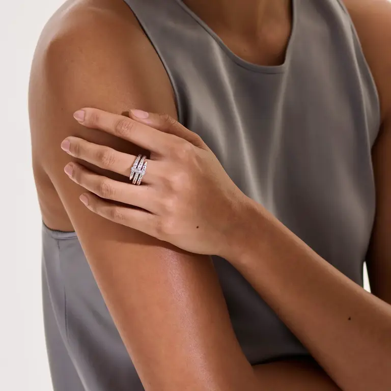 John Hardy Bague argent double diamants 0.12ct