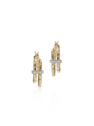 John Hardy Anneau 17mm Or 14K + Diamants 0.12ct