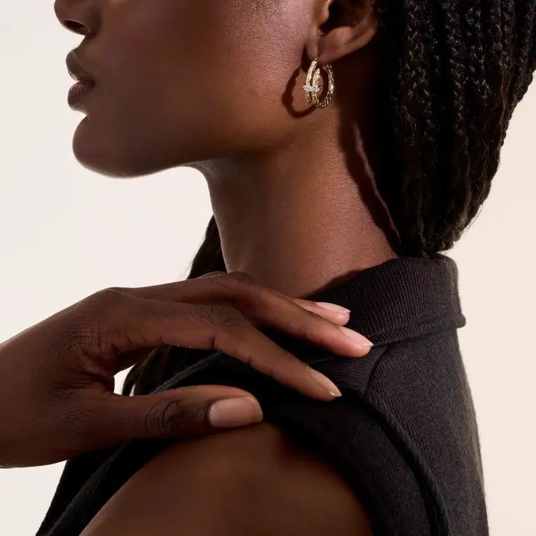 John Hardy Anneau 17mm Or 14K + Diamants 0.12ct