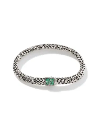 John Hardy Bracelet Réversible Argent Émeraudes/Saphirs noirs