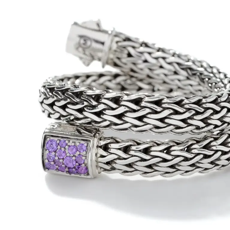 John Hardy Bracelet Réversible Améthystes/Saphirs noirs