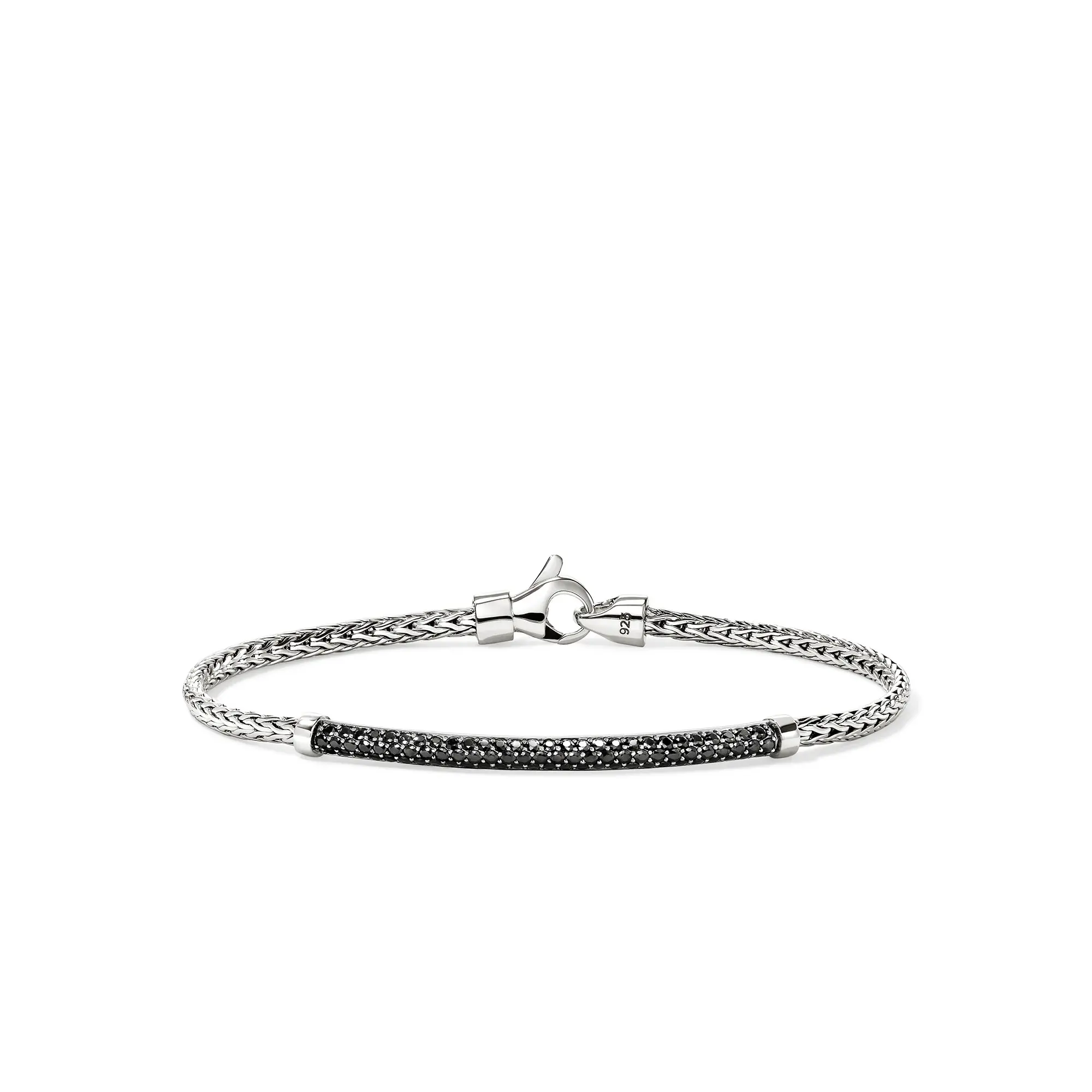 Brac Essentials argent pavé saphirs noirs 2.5mm