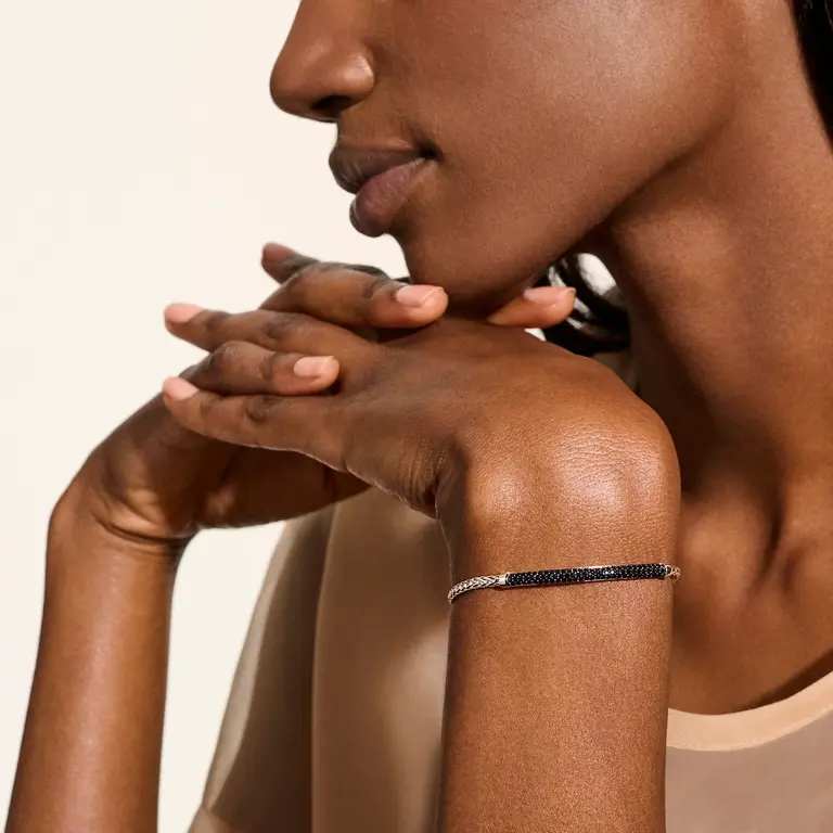 John Hardy Bracelet Essentials Argent pavé saphirs noirs